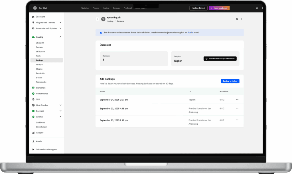 WordPress Backup Hosting erstellen